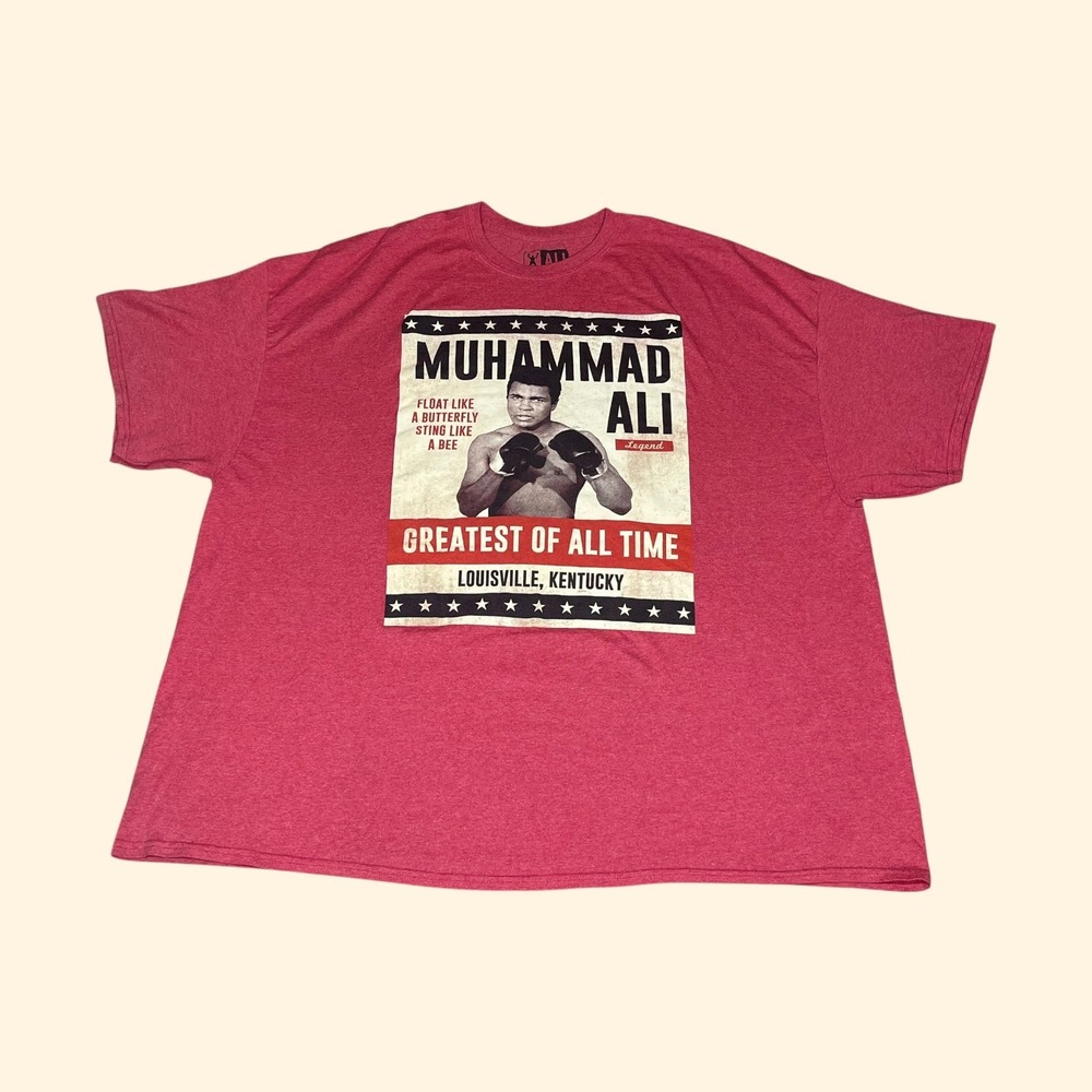 Muhammad Ali Greatest of All Time Graphic T-Shirt Mens 5XL Red Boxing GOAT Tee‎